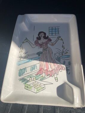 Set of Vintage mid century appetizer plates with funny images - rare
